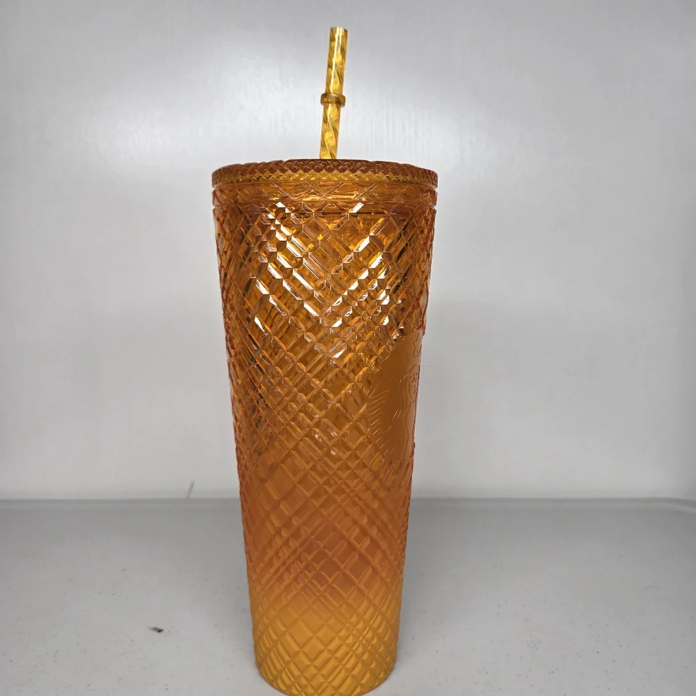 NEW Starbucks 2022 Summer Orange MANGO OMBRE Jeweled Venti Cold Cup Tumbler 24oz